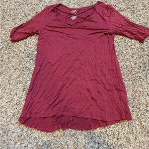 Maurices Women's Burgundy Crisscross V-Neck Tunic